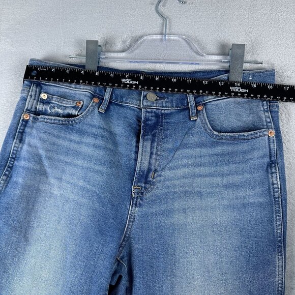Gap Straight Jeans Vintage Slim Mid Rise Ankle Slit Womens Blue Size 32 |14R - Picture 7 of 10